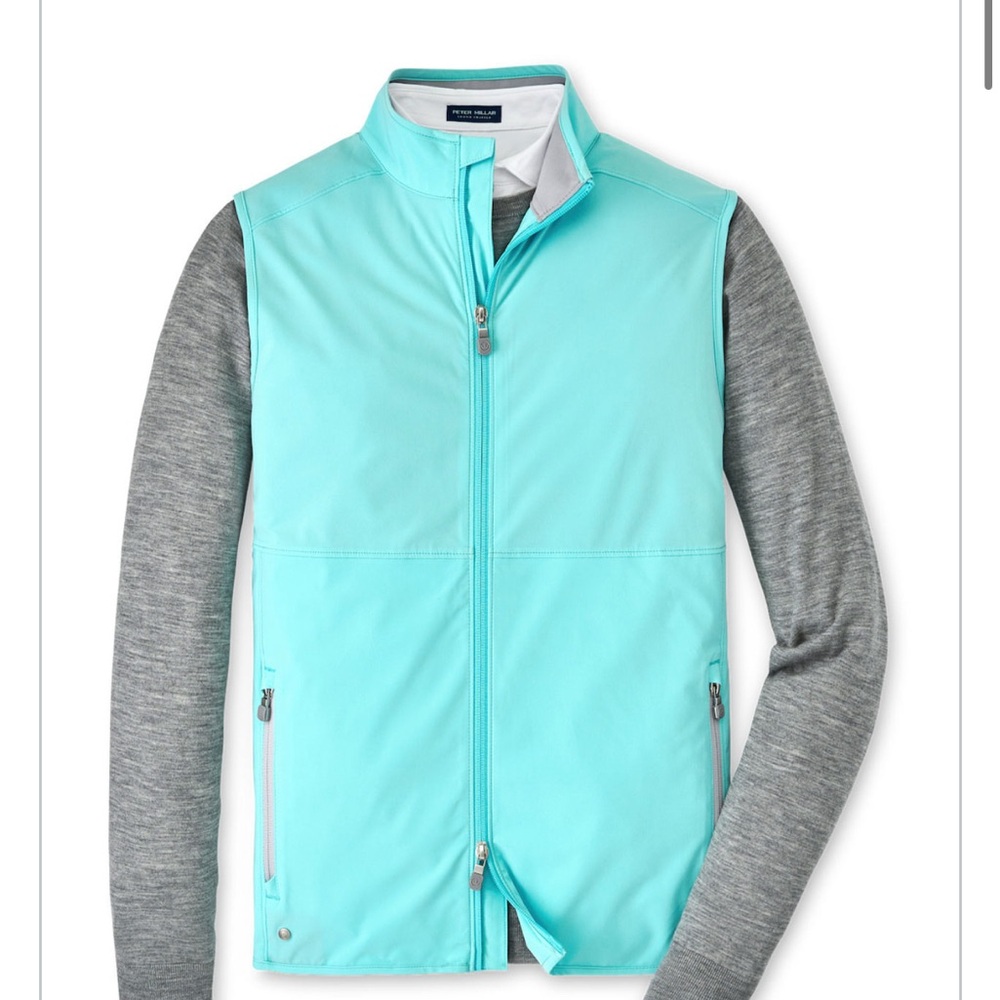 NWT Peter Millar Men's Turquoise Flex Adapt Full-Zip Vest